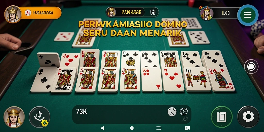 Tampilan gameplay yang seru dalam aplikasi Domino 73K.
