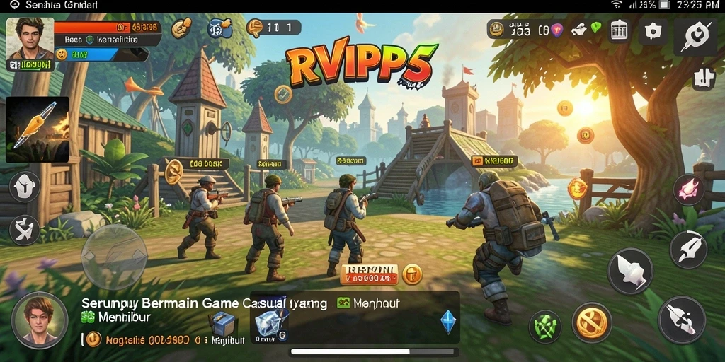 Tampilan gameplay <strong>RVIP5</strong> yang ceria dan penuh warna.